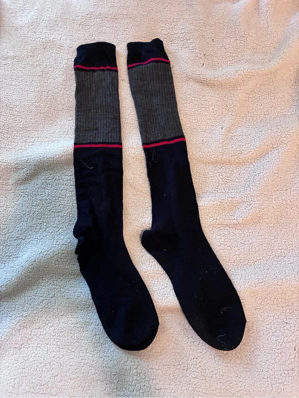 Vintage Black Knit Cushion Knee-High Socks